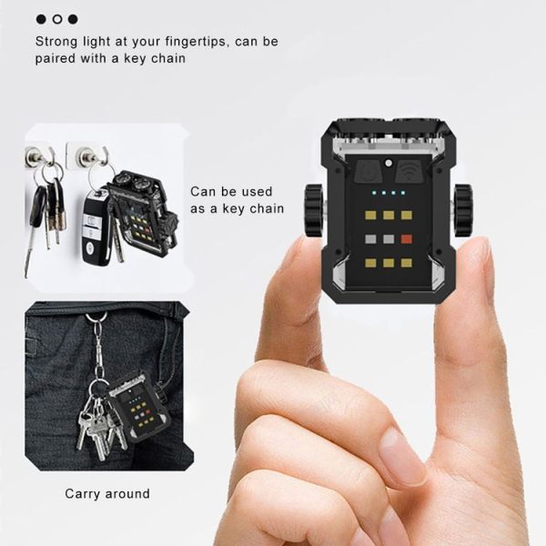 Portable Keychain Light Camping EDC Flashlight Rechargeable Mini Lantern With Magnet (Black) - Image 3