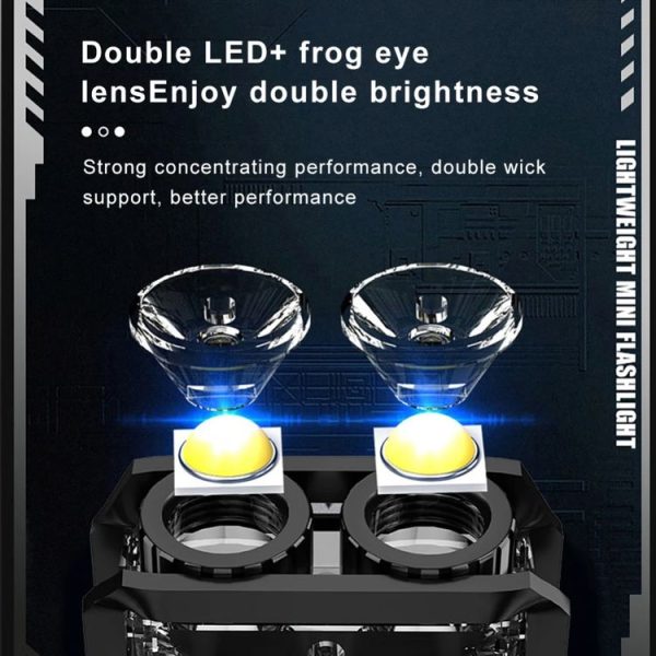 Portable Keychain Light Camping EDC Flashlight Rechargeable Mini Lantern With Magnet (Black) - Image 6