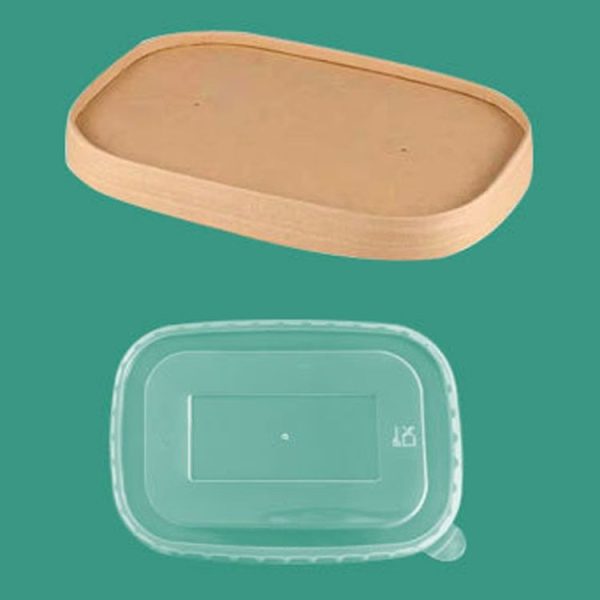 10pcs Disposable Rectangle Paper Bowl Lid Fast Food Packaging Box Cover, Style: PP Cover - Image 2
