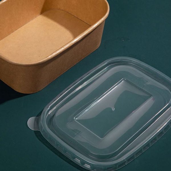 10pcs Disposable Rectangle Paper Bowl Lid Fast Food Packaging Box Cover, Style: PP Cover - Image 5