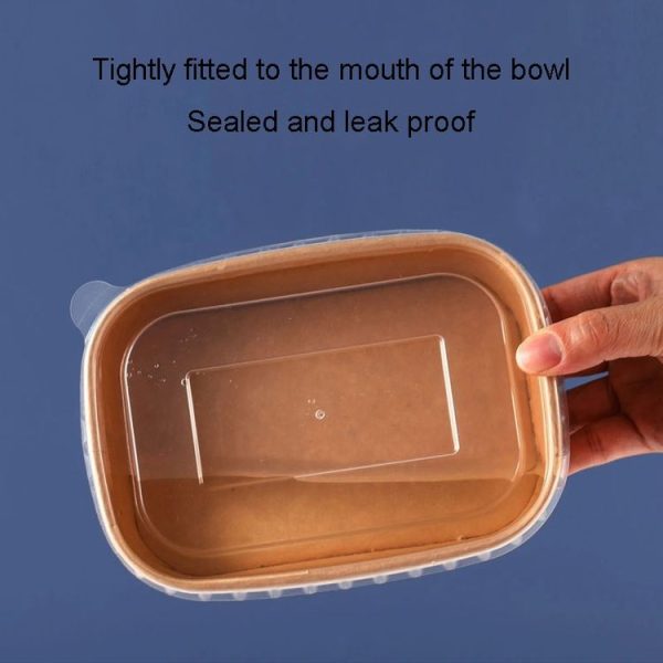 10pcs Disposable Rectangle Paper Bowl Lid Fast Food Packaging Box Cover, Style: PP Cover - Image 6