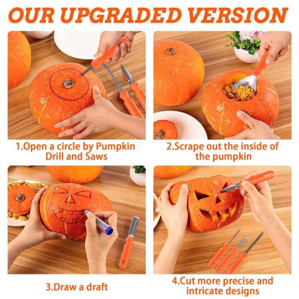 7-in-1 Halloween Pumpkin Carving Set DIY Halloween Decoration With Carry Bag - Image 6