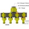 Garden Lawn Watering EU Threaded Faucet One Input Four Output Valve Diverter (Green And Gray) - Image 4