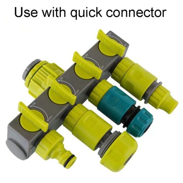 Garden Lawn Watering EU Threaded Faucet One Input Four Output Valve Diverter (Green And Gray) - Image 5