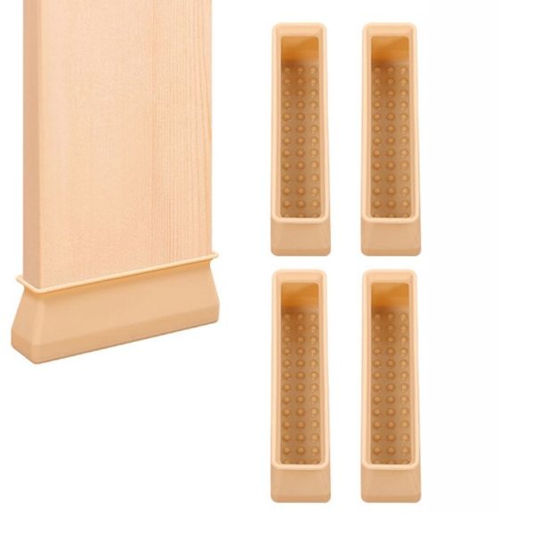 4pcs / Set Childrens Bed Feet Silicone Fixed Anti-Slip Mat Silent Wear-Resistant Bed Feet Protector (Yellow)