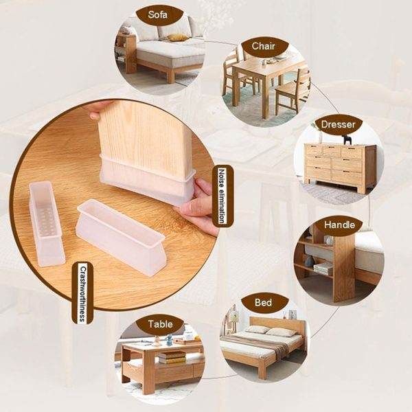 4pcs / Set Childrens Bed Feet Silicone Fixed Anti-Slip Mat Silent Wear-Resistant Bed Feet Protector (Yellow) - Image 8