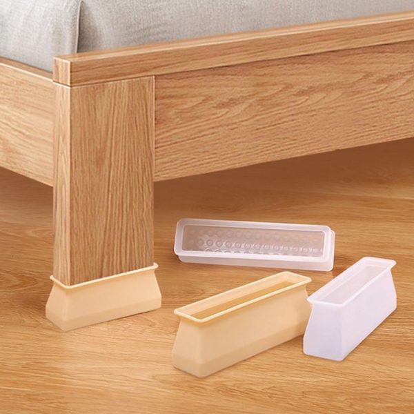 4pcs / Set Childrens Bed Feet Silicone Fixed Anti-Slip Mat Silent Wear-Resistant Bed Feet Protector (Yellow) - Image 9