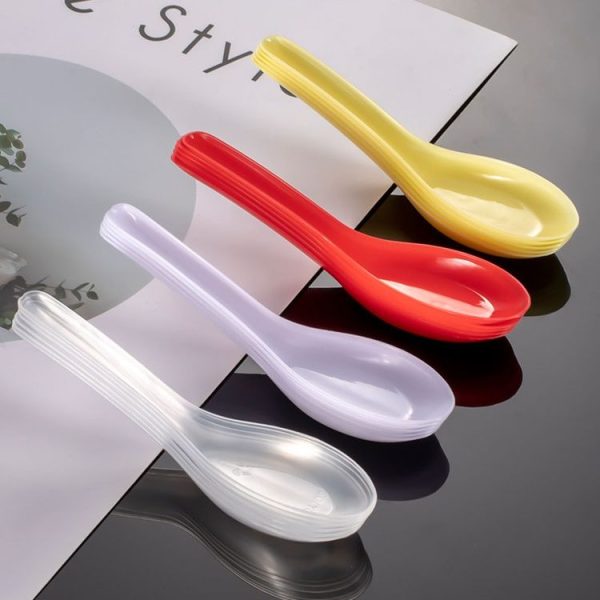 60pcs / Pack DY-103 Disposable PP Plastic Soup Spoon Packed Takeaway Scoop (White) - Image 2