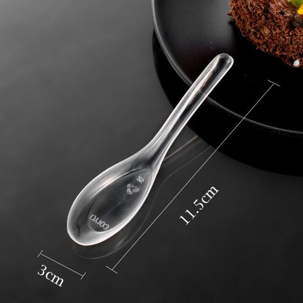 60pcs / Pack DY-103 Disposable PP Plastic Soup Spoon Packed Takeaway Scoop (White) - Image 3
