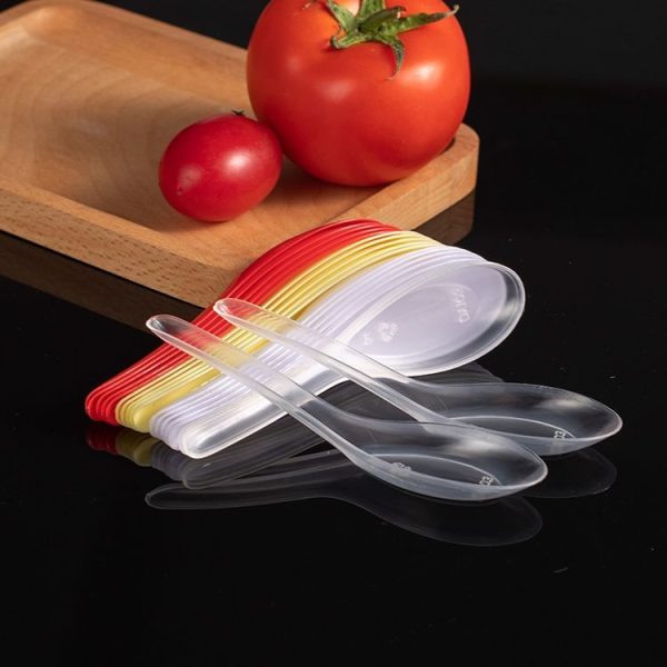 60pcs / Pack DY-103 Disposable PP Plastic Soup Spoon Packed Takeaway Scoop (White) - Image 5