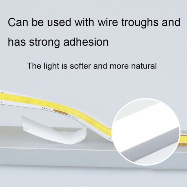 1m 24V 8mm Wide COB Adhesive Decorative LED Light Strip, Specification: 320 Beads-12W -90 Display (3000K) - Image 9