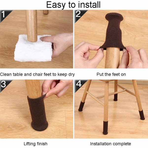4pcs / Set Non-Slip Table And Chair Protectors Silent And Wear-Resistant Table Pads (Dark Brown) - Image 10