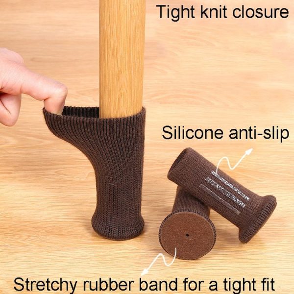 4pcs / Set Non-Slip Table And Chair Protectors Silent And Wear-Resistant Table Pads (Dark Brown) - Image 7
