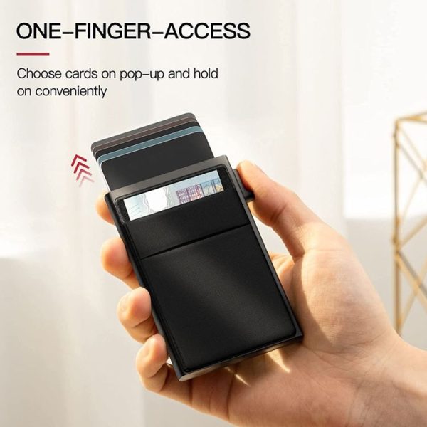 Slim Metal Wallet Pop Up Credit Card Holder RFID Blocking Men Business Card Clip (Silver) - Image 4