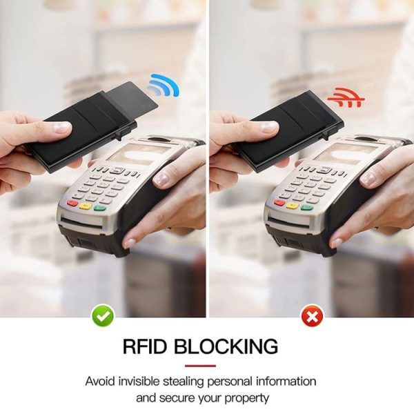 Slim Metal Wallet Pop Up Credit Card Holder RFID Blocking Men Business Card Clip (Silver) - Image 6