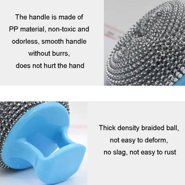 Removable Cleaning Wire Ball Kitchen Pot And Dish Brush (Random Handle+Ball) - Image 5