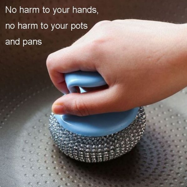 Removable Cleaning Wire Ball Kitchen Pot And Dish Brush (Random Handle+Ball) - Image 7
