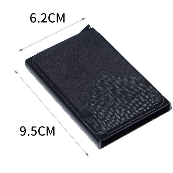 Pop Up Metal Card Holder with Lycra Cloth RFID Aluminum Alloy Credit Card Box (Black) - Image 3