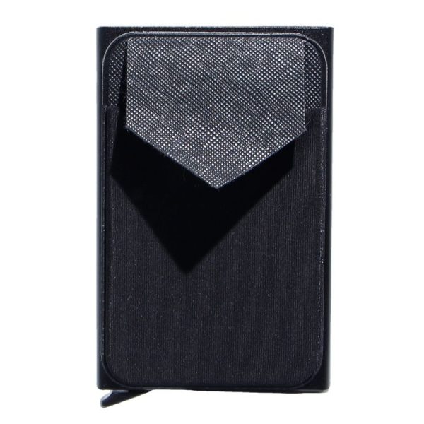 Pop Up Metal Card Holder with Lycra Cloth RFID Aluminum Alloy Credit Card Box (Black) - Image 4