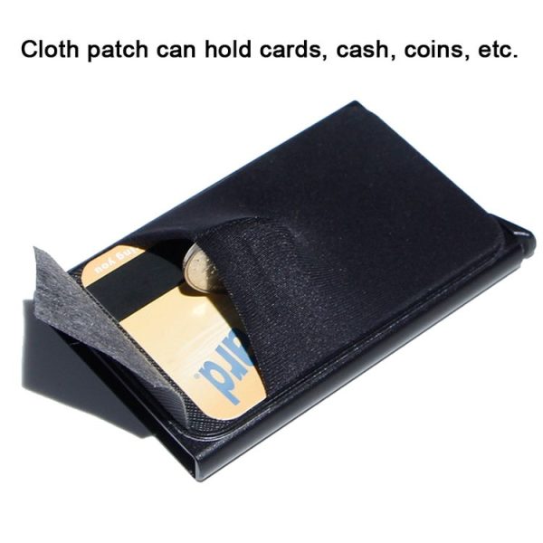 Pop Up Metal Card Holder with Lycra Cloth RFID Aluminum Alloy Credit Card Box (Black) - Image 5