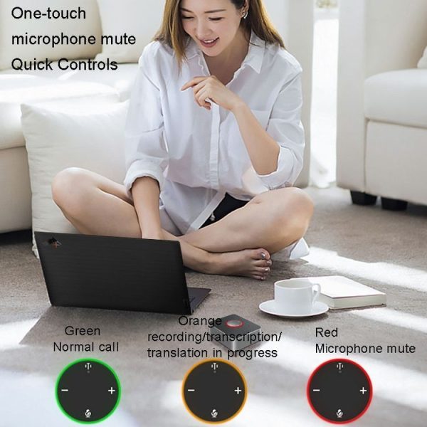 Lenovo Thinkplus MCP01 Intelligent Video Conference Omnidirectional Microphone Sound Portable Bluetooth Microphone Speaker (Black) - Image 9