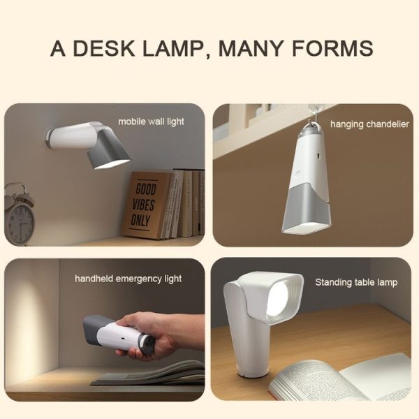 Multifunctional Reading Desk Lamp Flashlight Wall Mounted Bedside Lamp Folding Camping Lamp (White) - Image 10