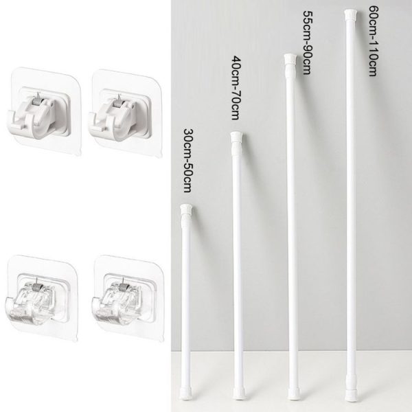 Baking Paint No Punch Curtain Telescopic Rod Hooks Support Bracket, Length: 30cm-50cm - Image 2