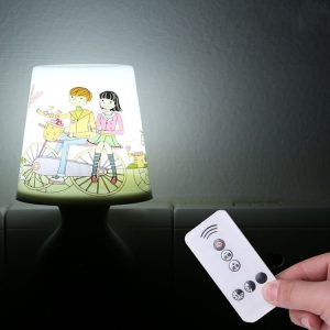 Plug-In Cup-Shaped Night Light Girl Bedroom Bedside Dim Lamp With Remote Control, CN Plug, Style: Romantic Tour White
