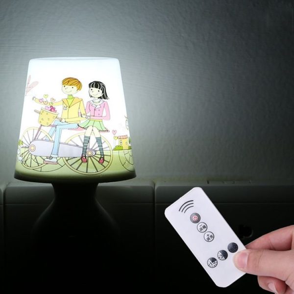 Plug-In Cup-Shaped Night Light Girl Bedroom Bedside Dim Lamp With Remote Control, CN Plug, Style: Romantic Tour White