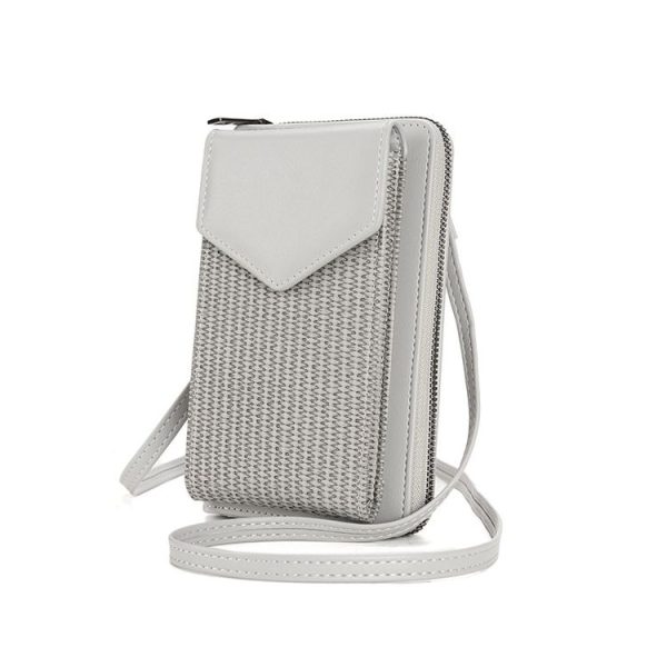 Multifunctional Weaving Ladies Cell Phone Bag Shoulder Crossbody Wallet (Black) - Image 2