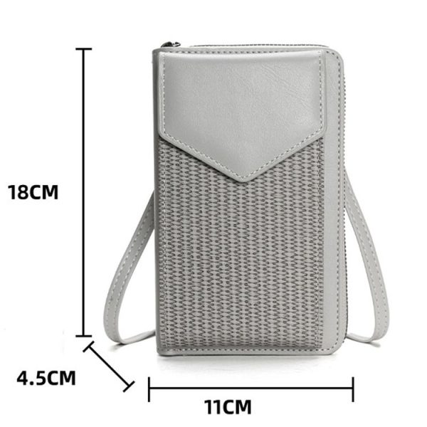 Multifunctional Weaving Ladies Cell Phone Bag Shoulder Crossbody Wallet (Black) - Image 4