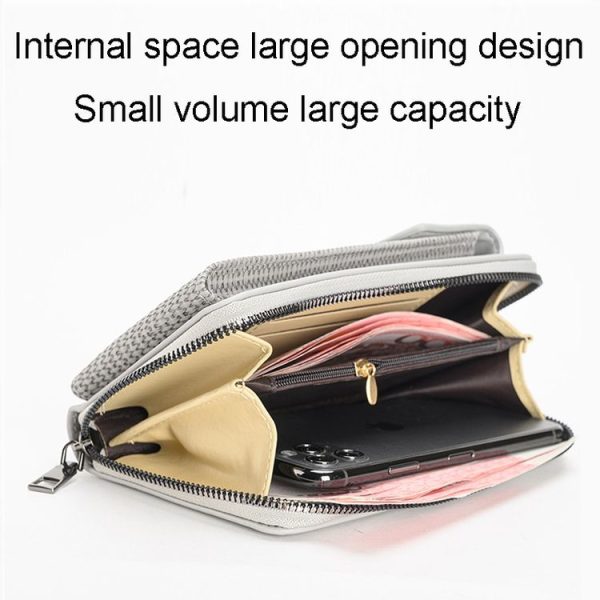 Multifunctional Weaving Ladies Cell Phone Bag Shoulder Crossbody Wallet (Black) - Image 5