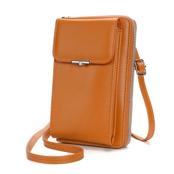Storage Ladies Cell Phone Bag Shoulder Crossbody Wallet (Brown) - Image 2