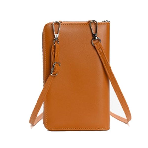 Storage Ladies Cell Phone Bag Shoulder Crossbody Wallet (Brown) - Image 3