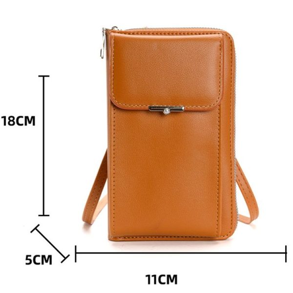 Storage Ladies Cell Phone Bag Shoulder Crossbody Wallet (Brown) - Image 4