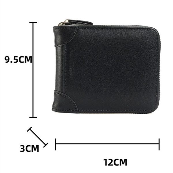 RFID Anti-Theft Swipe Mens Wallet Multifunctional Zipper Wallet (Brown) - Image 3