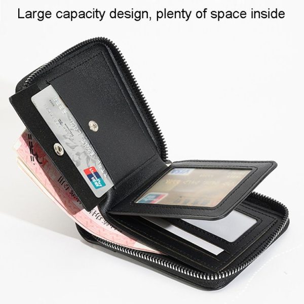 RFID Anti-Theft Swipe Mens Wallet Multifunctional Zipper Wallet (Brown) - Image 6