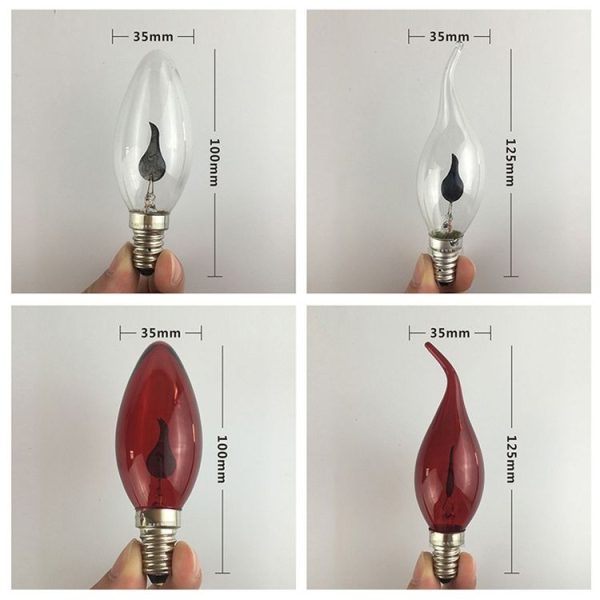 Retro Flame Light Bulb LED Energy-saving Light Source Candle Decorative Light Bulb, Color temperature: E14 Transparent Flame Pull Tail - Image 2