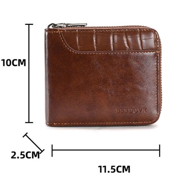 RFID Anti-Theft Swipe Mens Wallet Multifunctional Short Zipper Purse (Black) - Image 3