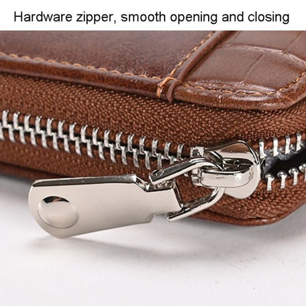 RFID Anti-Theft Swipe Mens Wallet Multifunctional Short Zipper Purse (Black) - Image 7