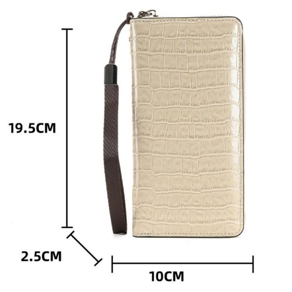 Crocodile Print Long Ladies Clutch Bag Multi Card Position Zipper Wristlet Pouch (Yellow) - Image 3