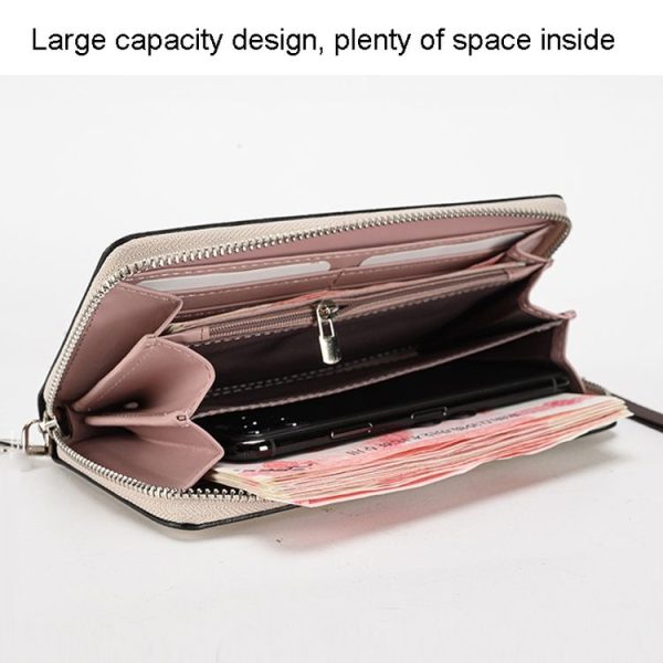 Crocodile Print Long Ladies Clutch Bag Multi Card Position Zipper Wristlet Pouch (Yellow) - Image 4