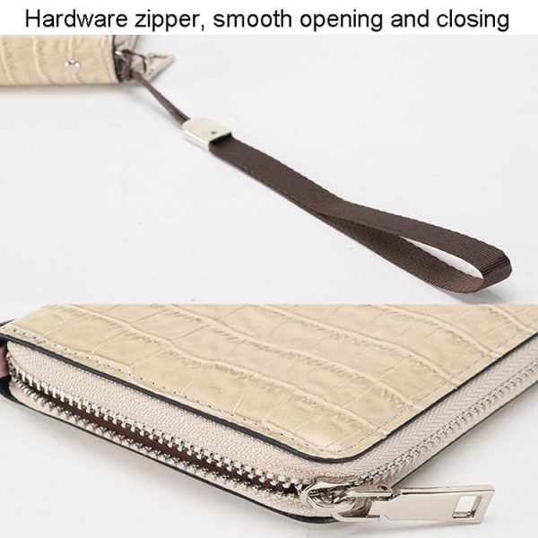 Crocodile Print Long Ladies Clutch Bag Multi Card Position Zipper Wristlet Pouch (Yellow) - Image 5