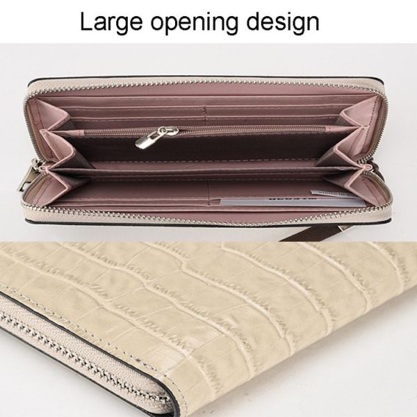 Crocodile Print Long Ladies Clutch Bag Multi Card Position Zipper Wristlet Pouch (Yellow) - Image 6