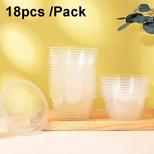 18pcs / Pack HEJIAHAO Food Grade Disposable Bowl Round Thickened Transparent Plastic Bowl