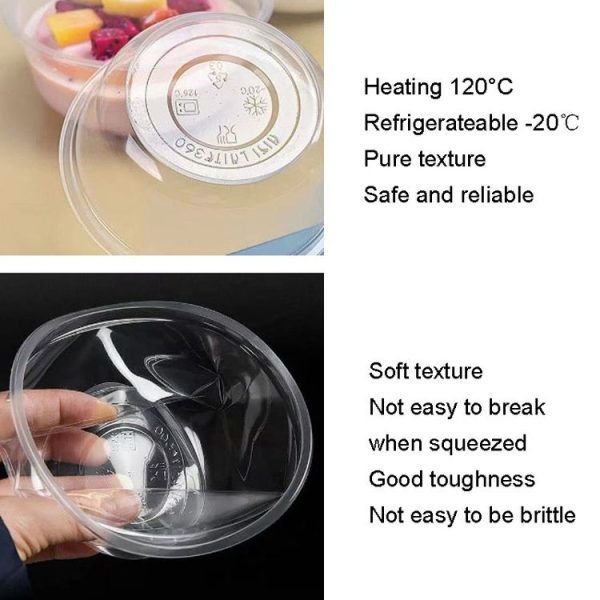 18pcs / Pack HEJIAHAO Food Grade Disposable Bowl Round Thickened Transparent Plastic Bowl - Image 3