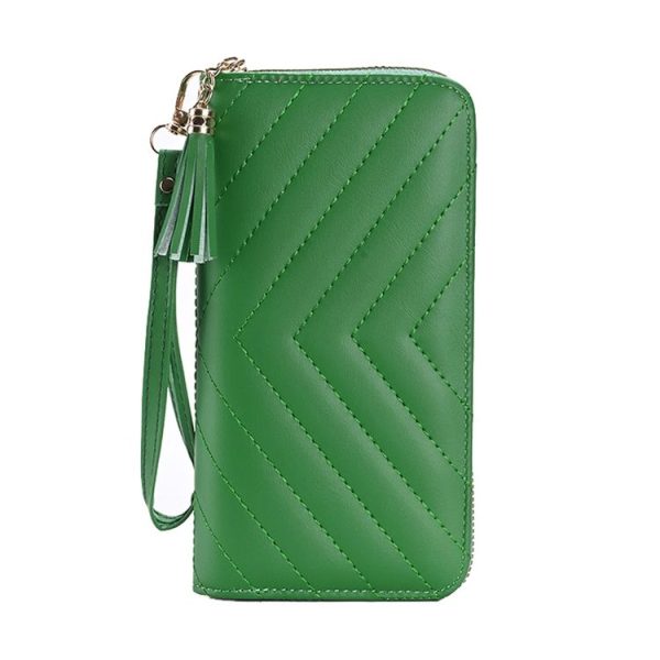 Lingerie Long Ladies Wallet Large Capacity Clutch Cell Phone Bag (Green)
