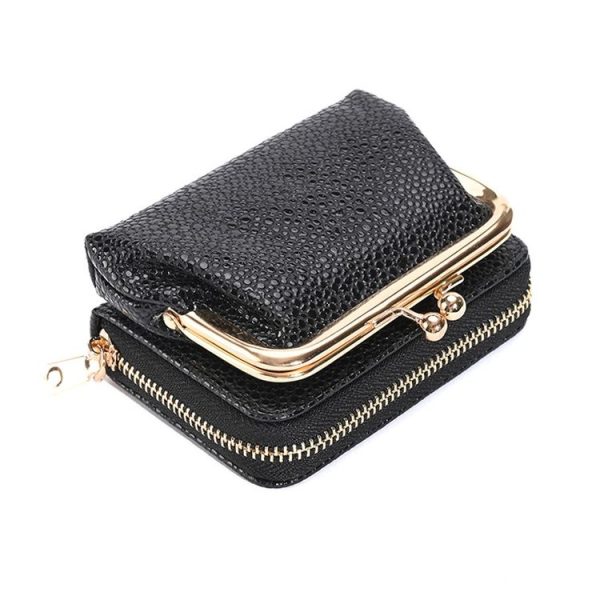 Lychee Pattern Coin Purse Card Clip Ladies Short Metal Clip Buckle Wallet (White) - Image 2