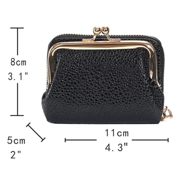 Lychee Pattern Coin Purse Card Clip Ladies Short Metal Clip Buckle Wallet (White) - Image 4