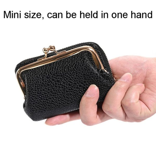 Lychee Pattern Coin Purse Card Clip Ladies Short Metal Clip Buckle Wallet (White) - Image 5